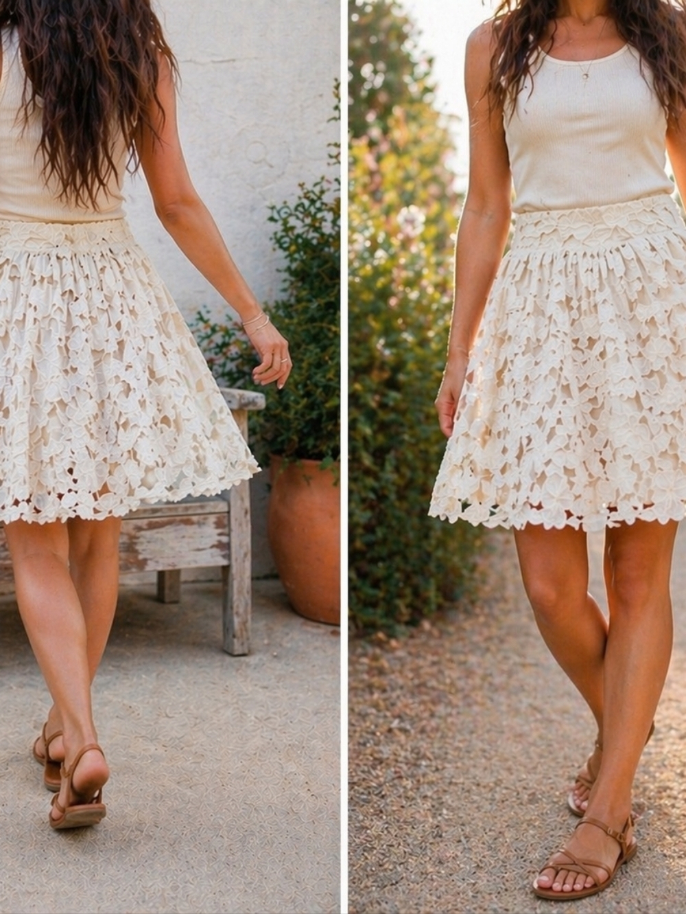 Anthropologie Blue Tassel 3D Floral Appliqué Cotton Skirt